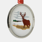 Weißwedelhirsch-Szene Silbernes Ornament (Rechts)