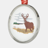 Weißwedelhirsch-Szene Silbernes Ornament (Links)