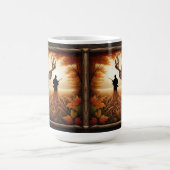 Weißwedelhirsch und Jäger Herbstwald Kaffeetasse (Mittel)