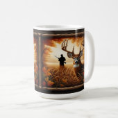 Weißwedelhirsch und Jäger Herbstwald Kaffeetasse (VorderseiteRechts)
