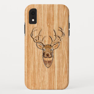 Weißwedelhirschkopf im Holzmaserung-Stil-Dekor Case-Mate iPhone Hülle