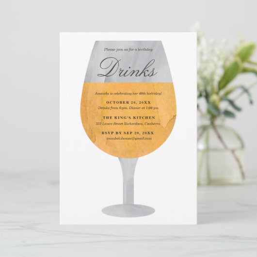 Weißwein Einladung (Stehend Vorderseite)