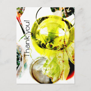 Weißwein Glas moderne Collage Vielen Dank Postkarte