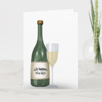 Weißwein und Flasche Geburtstagskarte