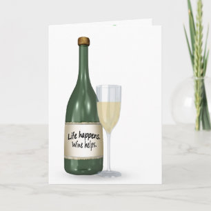Weißwein und Geburtstagskarte mit Flasche Karte