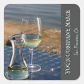 Weißweindekoration für Weingeschäfte, Bar oder Wei Quadratischer Aufkleber (Vorderseite)