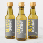 Weißweingelb, graue Weine Text Mini Weinetikett (Flaschen)