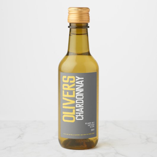 Weißweingelb, graue Weine Text Mini Weinetikett (Vorderseite)