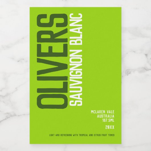 Weißweinsorten für grüne Weine Text Mini Weinetikett (Einzelnes Label)