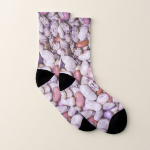Weißweiße und lila coole Bohnen Socken