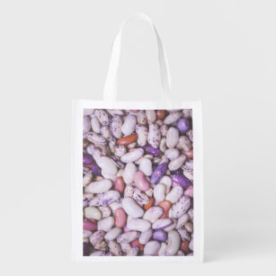 Weißweiße und lila coole Bohnen Wiederverwendbare Einkaufstasche