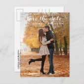 WEISSWEISSWEISSER SKRIPT SAVE THE DATE POSTCARD ANKÜNDIGUNGSPOSTKARTE (Vorne/Hinten)