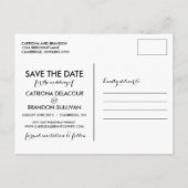 WEISSWEISSWEISSER SKRIPT SAVE THE DATE POSTCARD ANKÜNDIGUNGSPOSTKARTE (Rückseite)