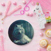 Weißwolf im Nachtwald Pappteller (Party)