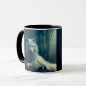 Weißwolf im Nachtwald Tasse (Vorderseite Links)