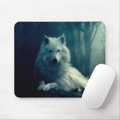 Weißwolf im Nachwald Mousepad (Mit Mouse)