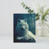 Weißwolf im Nachwald Postkarte (Stehend Vorderseite)