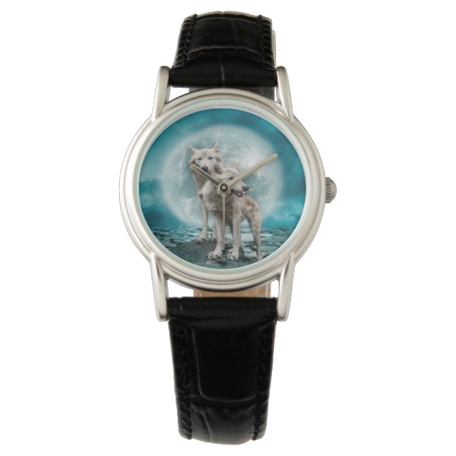 Weißwölfe und Mond Armbanduhr (Vorderseite)
