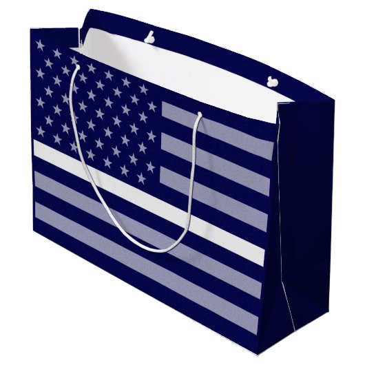 Weißzeilenflagge Große Geschenktüte (Rückseite Schrägansicht)
