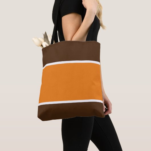 Weit wärmer Herbst Orange Kakao Bräune Streifen Tasche (Von Nahem)
