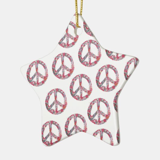 Weit zu hübsche Blumenfriedenssymbole Keramik Ornament (Links)