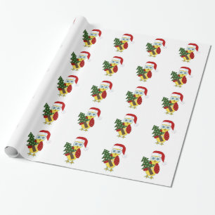Weitäugige Eule mit Weihnachtsbaum Geschenkpapier