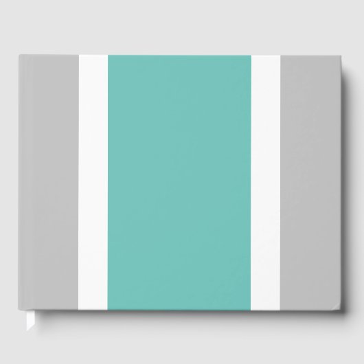 Weite, Aquamarine, weiße Streifen auf hellgrau Gästebuch (Vorderseite)