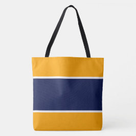 Weite, blaue Streifen auf goldgelben Streifen Tasche