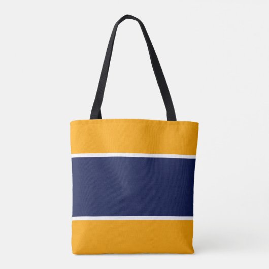 Weite, blaue Streifen auf goldgelben Streifen Tasche (Rückseite)