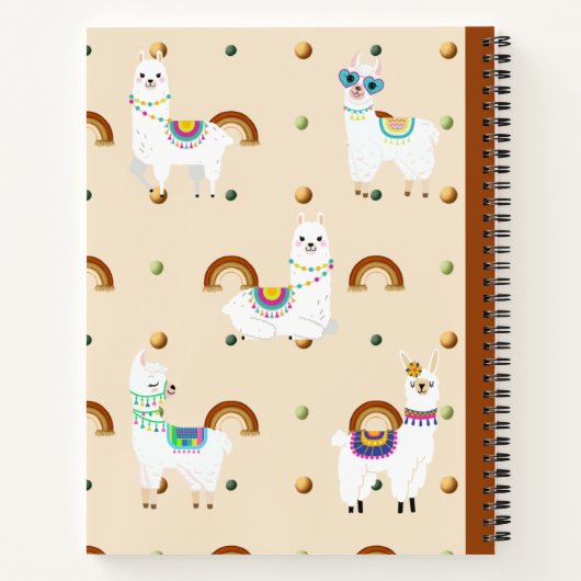 Weite gedeckte Niedliche Lamas-Spirale Zusammenset Notizblock (Rückseite)