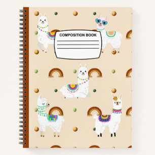 Weite gedeckte Niedliche Lamas-Spirale Zusammenset Notizblock