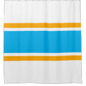 Weite, helle blaue, gelbe Streifen Duschvorhang (Vorderseite)