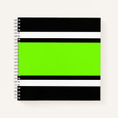 Weite, helle, grüne, schwarze Streifen Notizblock (Vorderseite)