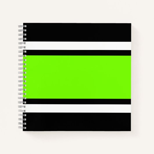 Weite, helle, grüne, schwarze Streifen Notizblock (Vorderseite)