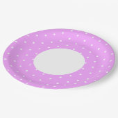 Weite, helle, knallrosa, weiße, farbige Punkte Rim Pappteller (Schrägansicht)