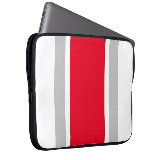 Weite, helle rote, hellgraue Streifen Laptopschutzhülle (Vorne Rechts)