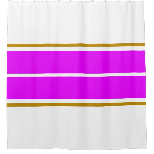 Weite, helle, tropisch rosa Streifen Duschvorhang (Vorderseite)