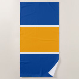 Weite, hellgelbe Royal Blue White Racing Streifen Strandtuch