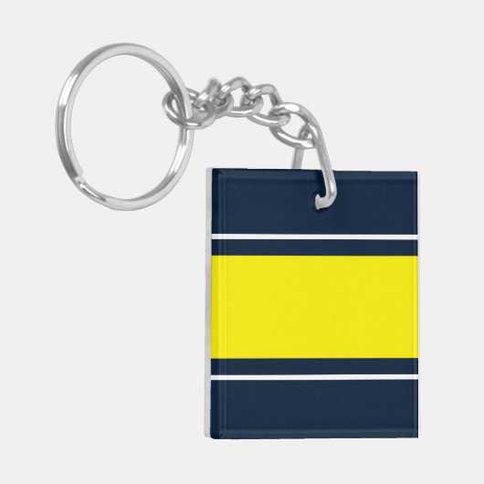 Weite, hellgelbe, weiße Streifen auf der Marine Schlüsselanhänger (Vorderseite links)