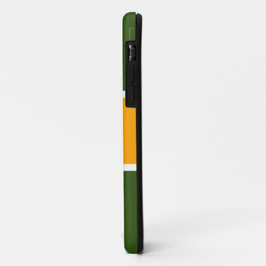 Weite, hellgelbe weiße Streifen auf waldgrün Case-Mate iPhone Hülle (Hinten/Links)