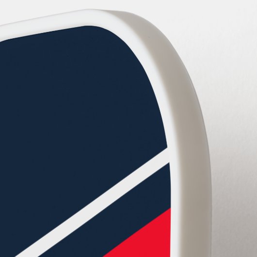 Weite, hellrote, weiße Streifen auf Navy Blue Pickleball Schläger (Linke Seite)