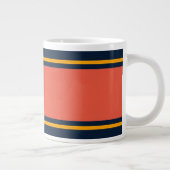 Weite orange gelbe Racing Streifen Navy Blue Edges Jumbo-Tasse (Rechts)