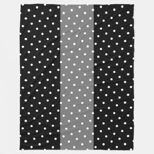 Weite Sporty Gray Black Stripes Weiße Polka Dots Fleecedecke (Vorderseite)