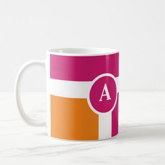 Weite Streifen mit einfachem Monogramm Kaffeetasse (Links)