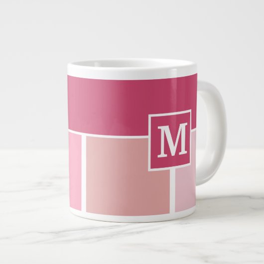 Weite Streifen mit Monogramm Jumbo-Tasse (Vorderseite Rechts)