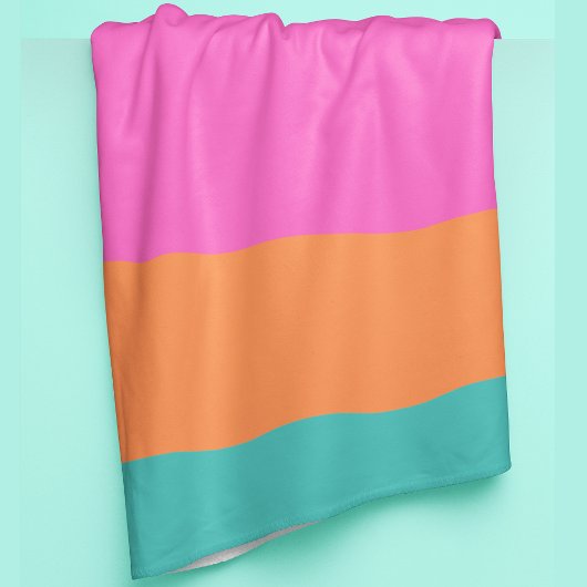 Weite Streifen Rosa Orange und Blau Moderne Fleecedecke