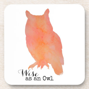 Weite wie eine Owl typografische Wasserfarbe Getränkeuntersetzer