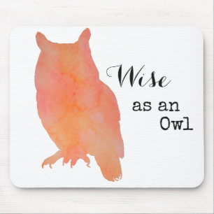 Weite wie eine Owl typografische Wasserfarbe Mousepad
