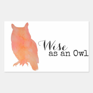 Weite wie eine Owl typografische Wasserfarbe Rechteckiger Aufkleber
