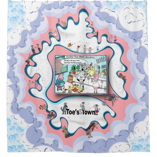 Weiter als Fleisch | Satirischer Humor Duschvorhang (Vorderseite)